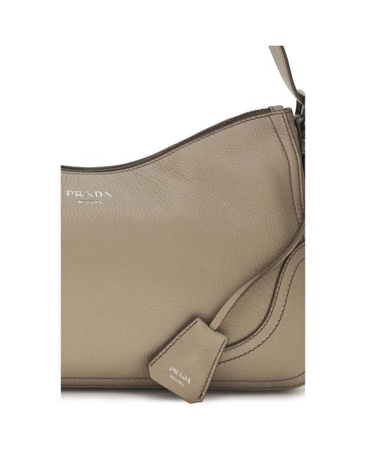 Prada Multicolor Gray Calf Leather Bos Taurus Shoulder Bag