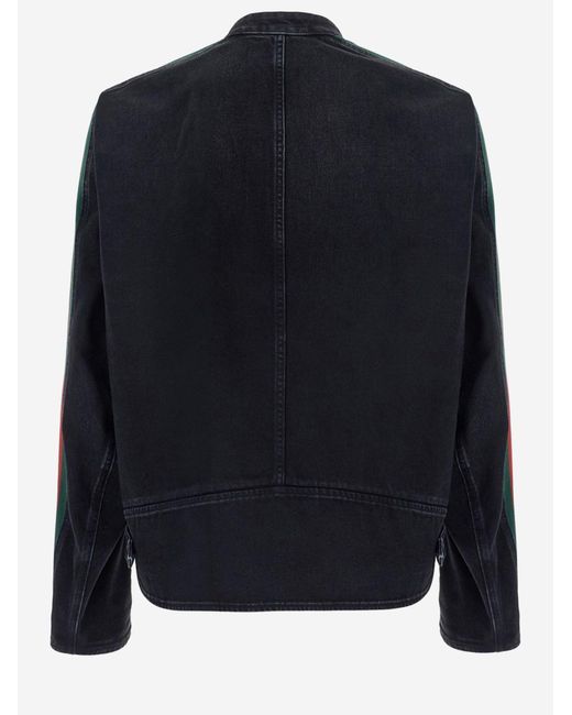 Gucci Blue Biker Jacket Cotton for men