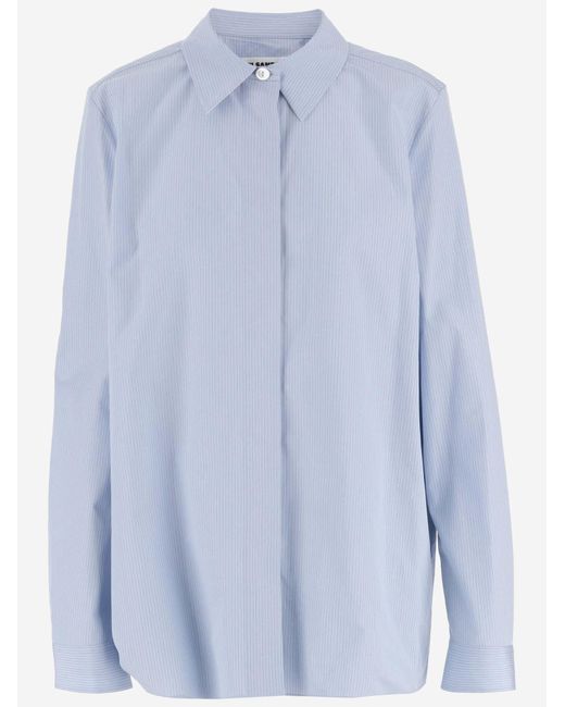 Jil Sander Blue Shirt Striped Cotton
