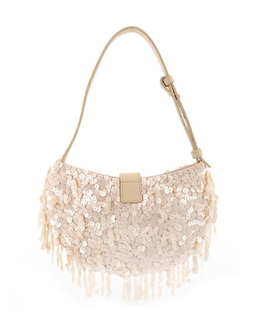 Staud White Alana Bag Shoulder Bag With All-Over Sequins