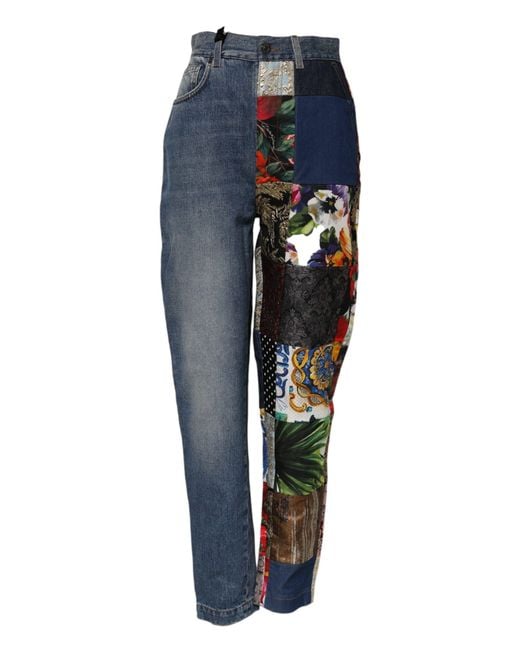 Dolce & Gabbana Blue Patchwork Denim Jeans for men