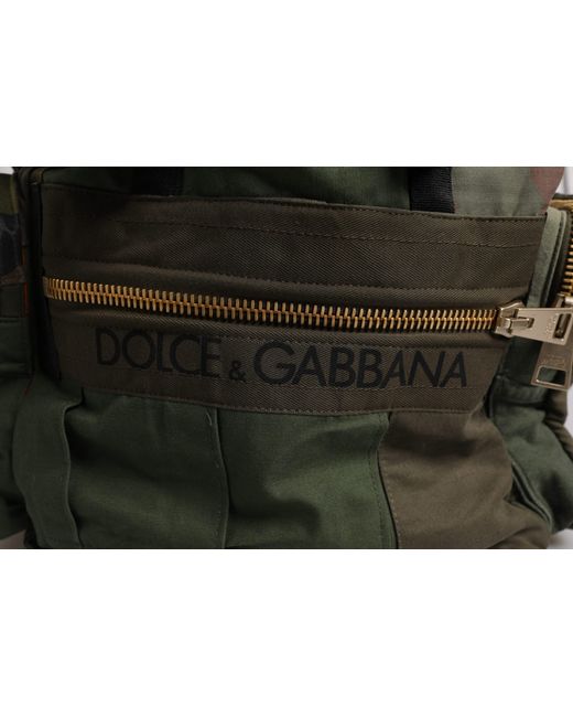 Dolce & Gabbana Multicolor Military Green Patchwork Rucksack Backpack Bag