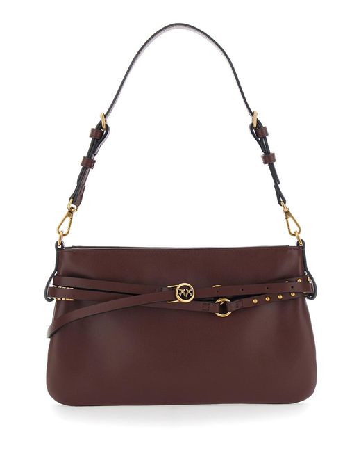 Pinko Purple Shoulder Bag Belt Bag Mini Leather