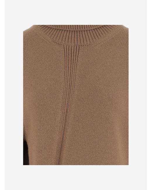 Jil Sander Brown Asymmetrical Wool-Blend Sweater