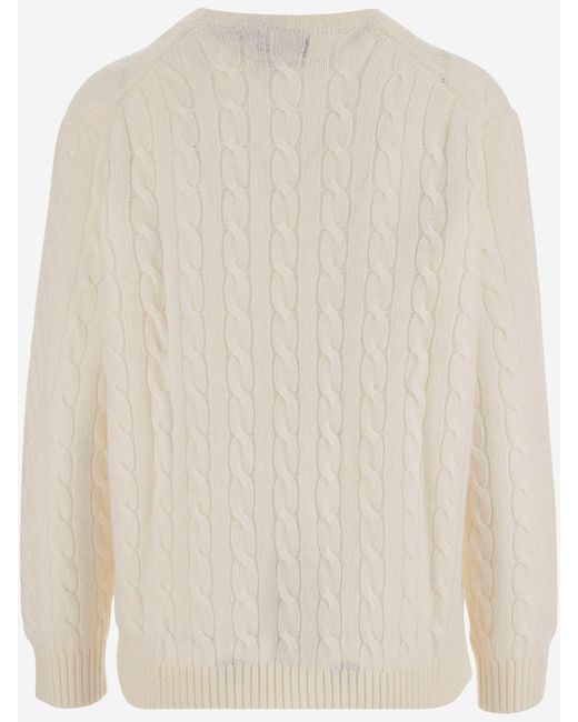Polo Ralph Lauren Natural All-Over Cable Knit Wool And Cashmere Sweater