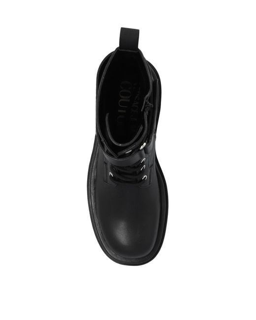 Versace Black Drew Logo Combat Boots