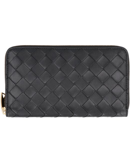 Bottega Veneta Gray Leather Zip-Around Wallet For