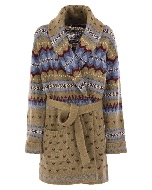 Polo Ralph Lauren Multicolor Cardigan With Shawl Collar And Belt