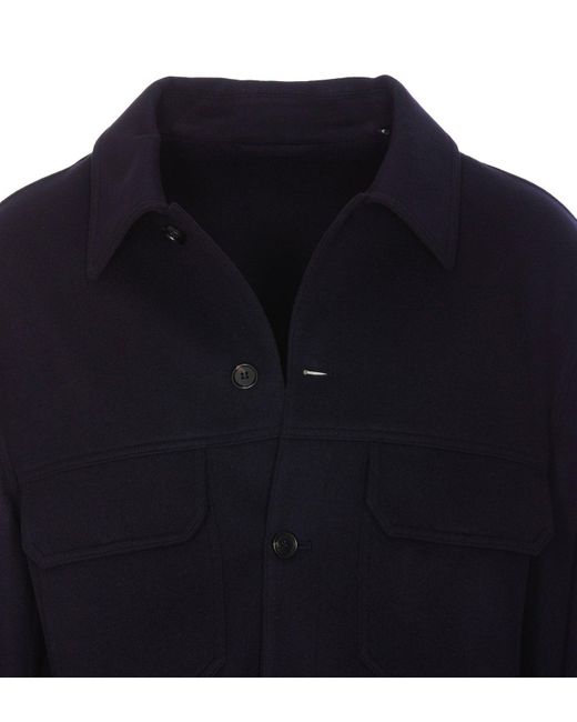 Hogan Blue Long-Sleeved Button-Up Shirt Jacket