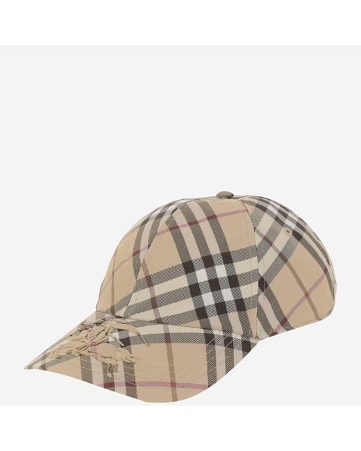 Burberry Brown Baseball Cap With Check Pattern
