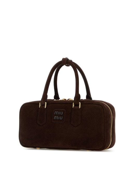 Miu Miu Brown Dark Suede Arcadie Handbag