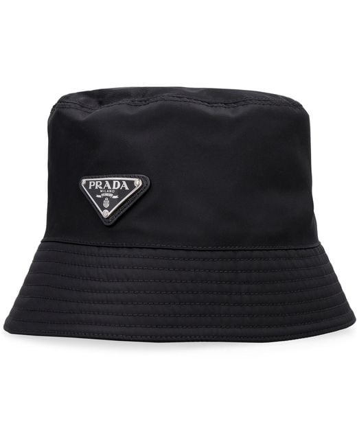 Prada Black Re-Nylon Hat Cotton for men
