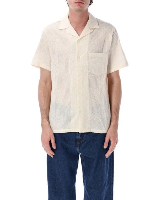 Portuguese Flannel Blue Embroidered Duke Shirt Cotton for men