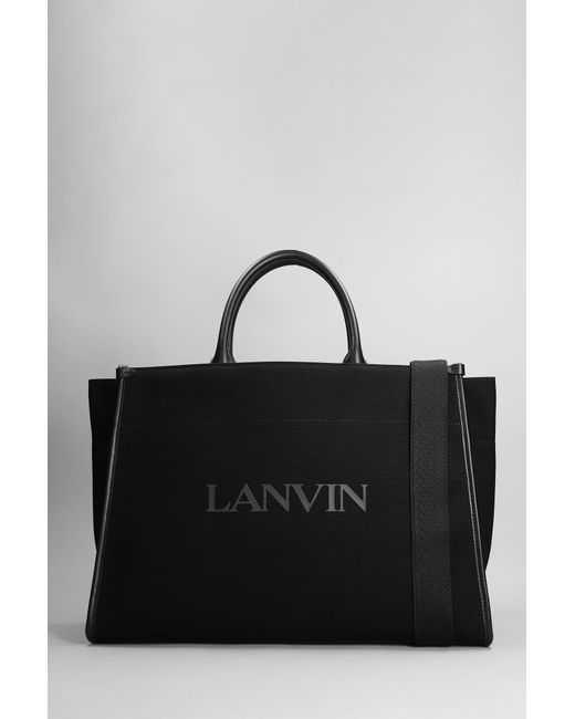 Lanvin Tote In Black Cotton for men