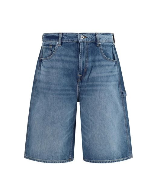 7 For All Mankind Blue Shorts Wide-Leg Cotton Bermuda for men