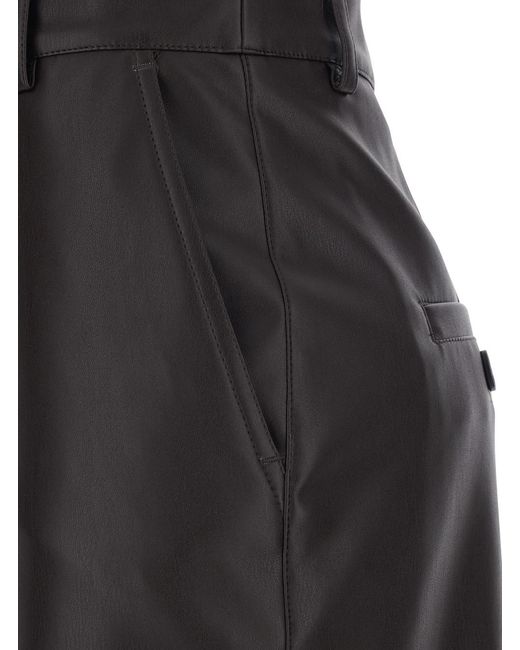 Le Plain Black Leather Skirt With Hidden Front Closure For
