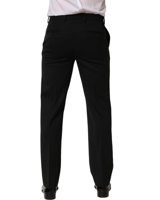 Dolce & Gabbana Black Wool Tapered Dress Trouser Pants Virgin for men