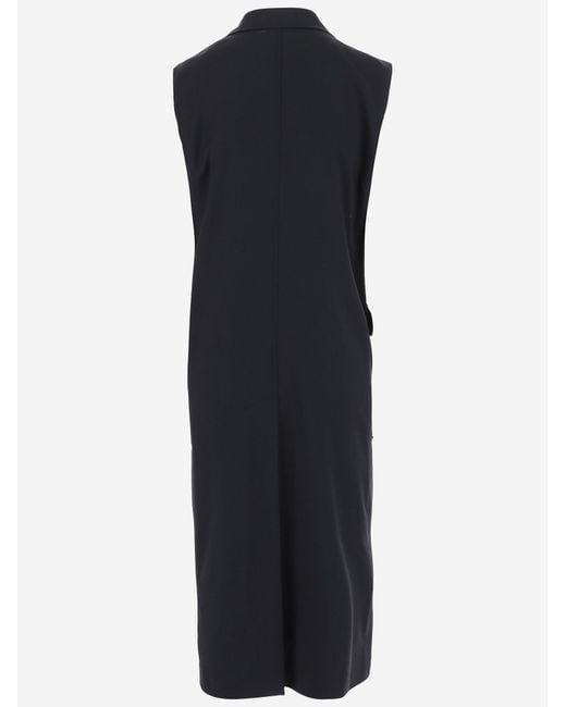 Tagliatore Blue Sleeveless Double-Breasted Coat Channah Virgin Wool Super 110S