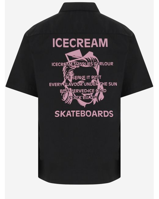 ICECREAM Black Shirt Cotton-Blend Polyester Polo for men