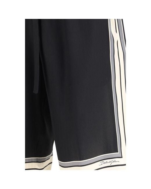 Dolce & Gabbana Black Silk Bermuda Shorts for men