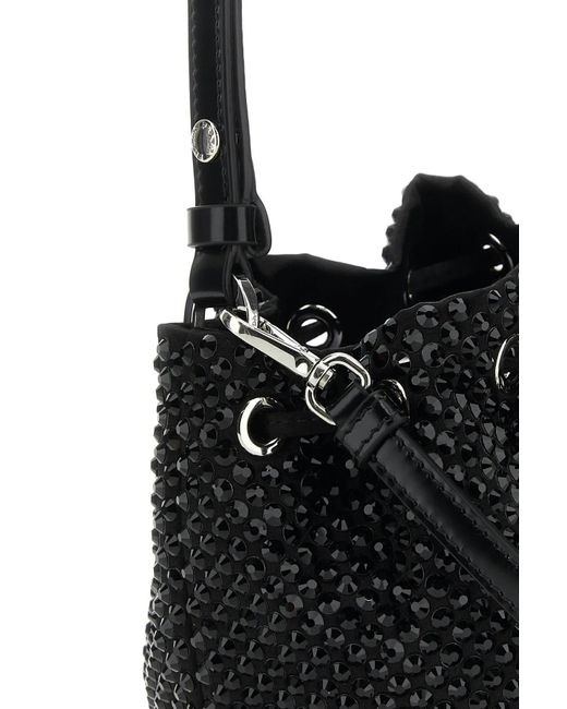 Prada Black Mini Satin Crystal-embellished Pouch Bag