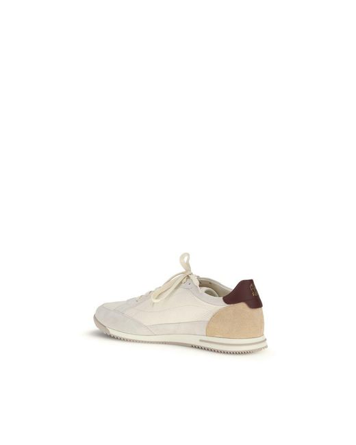 Brunello Cucinelli White Beige Calf Leather Bos Taurus Sneakers for men