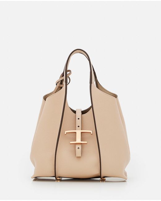 Tod's Natural T Timeless Mini Leather Shopping Bag