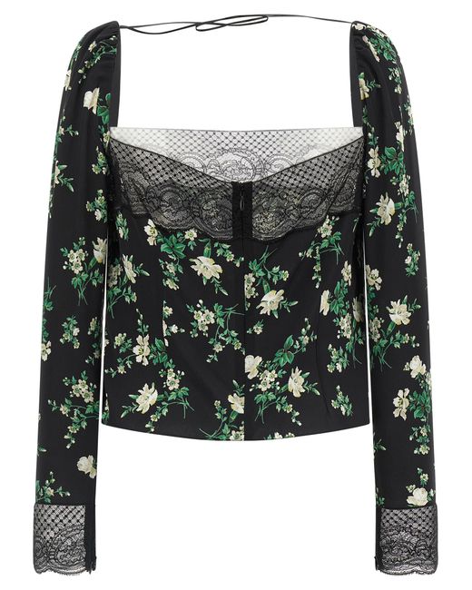 Dolce & Gabbana Black Dolce & Gabbana Flower Print Top