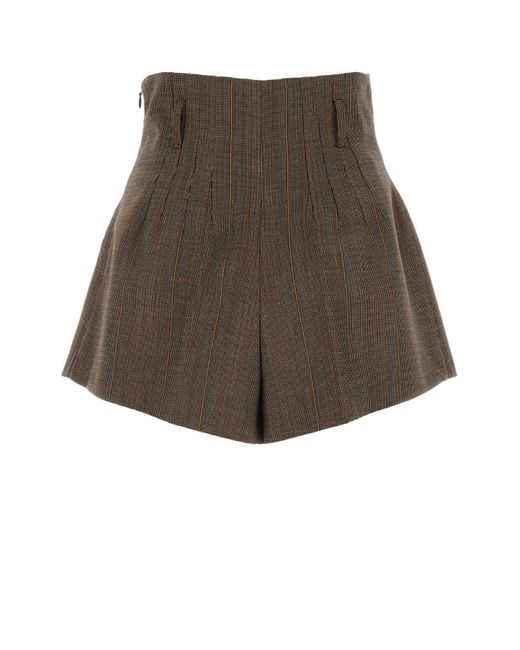 Prada Brown Embroidered Wool Shorts