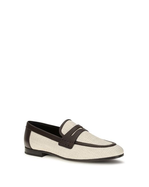 Brunello Cucinelli Black Leather And Raffia Loafers Polyamide