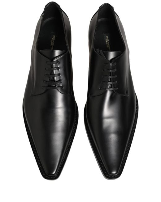 Dolce & Gabbana Black Leather Lace Up Derby Dress Shoes Calf