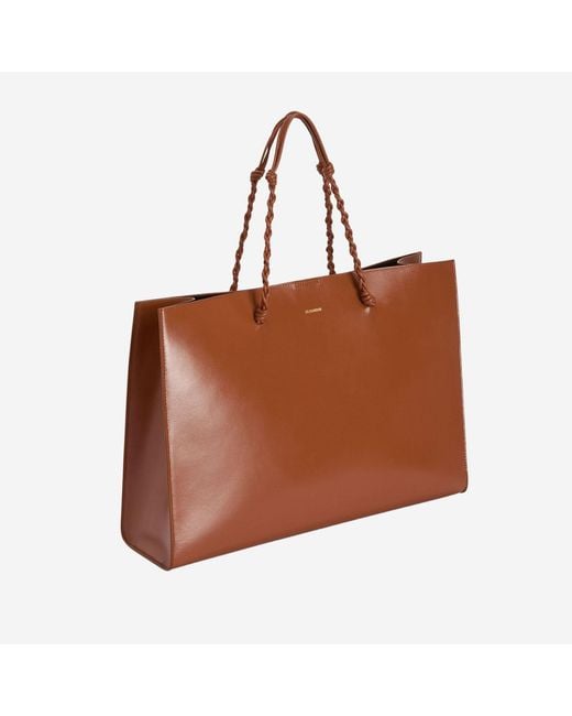Jil Sander Brown Leather Tote Bag Shoulder
