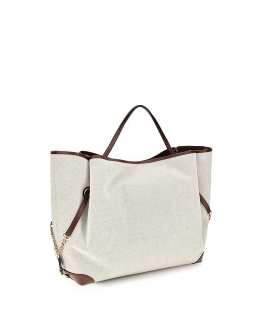 Chloé White Large Carry Tote Bag Cotton Shoulder