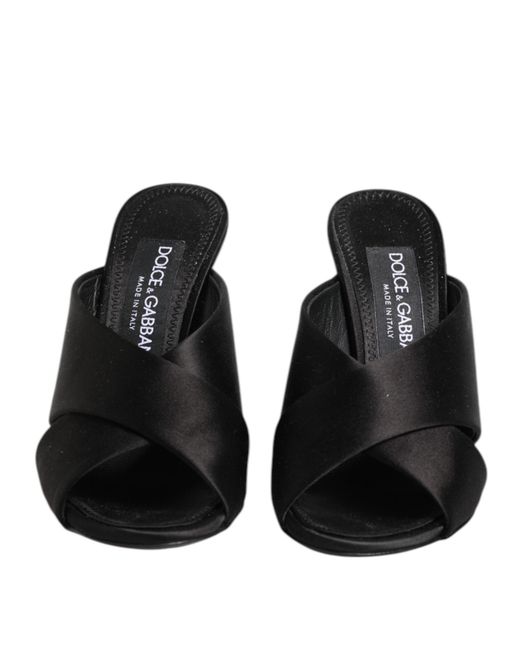Dolce & Gabbana Black Satin Wedge Sandal