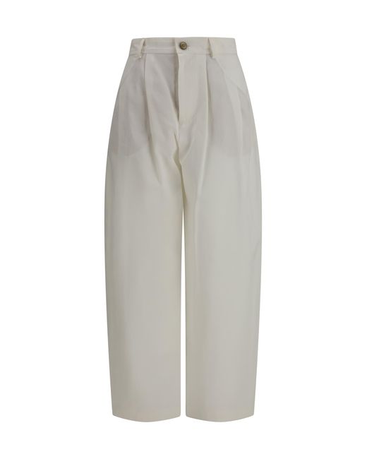 Brunello Cucinelli Gray Barrel Fit Jeans With Pockets Silk; Acetate