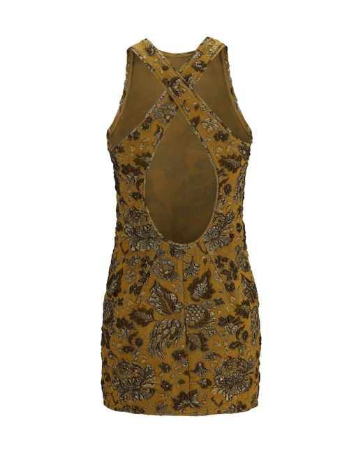 Saint Laurent Green Back-Cross Mini Dress