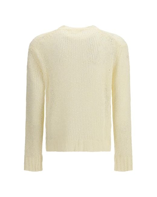 Jil Sander White Openwork Sweater Linen for men