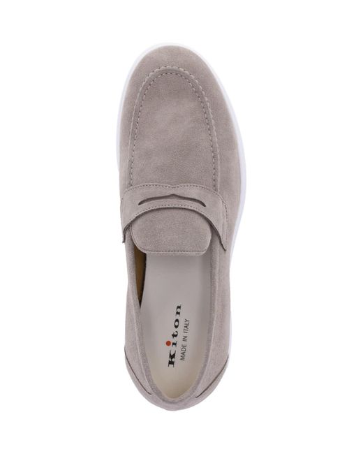 Kiton White Suede Loafers for men