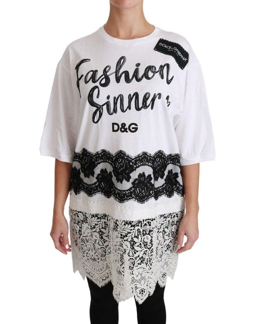 Dolce & Gabbana Gray Chic Dg Fashion Sinner Oversized Tee