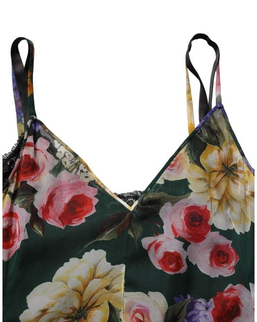 Dolce & Gabbana Black Floral Print Sleeveless Mini Dress Silk