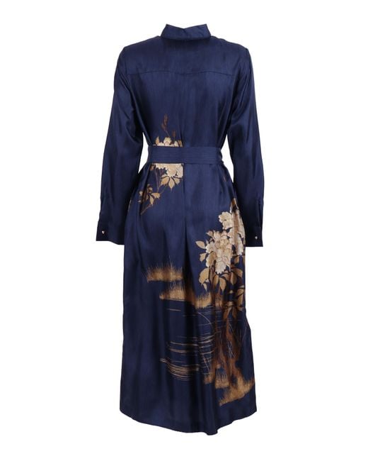 Max Mara Blue Dress Silk Midi