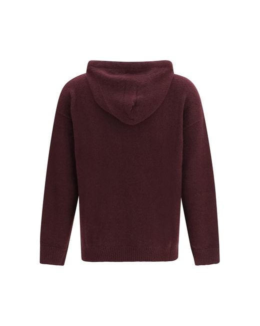 Laneus Purple Cashmere And Silk Hooded Sweater for men