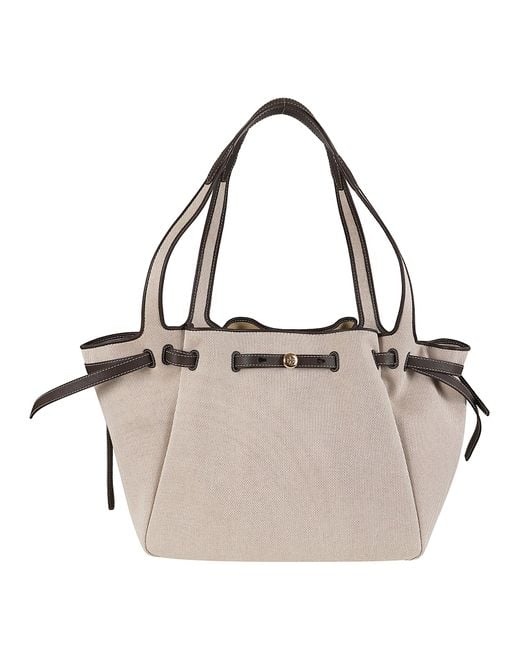 Tory Burch Metallic Romy Canvas Tote Borsa
