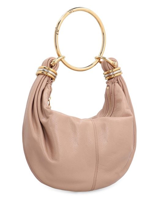 Chloé Pink Leather Hobo Bag With Top Handle Calf Shoulder