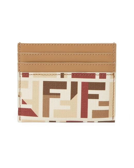 Fendi Natural Card Holder Roma Polyurethane Wallets & Purses