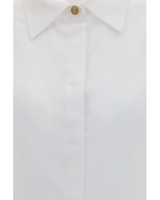 Balmain White Shirt Cotton Poplin