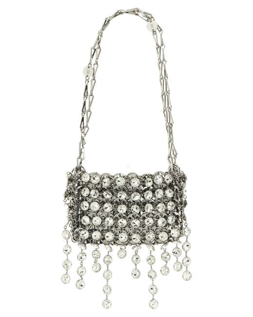 Rabanne White 1969 Strass Nano Shoulder Bag Brass Glass Acetate