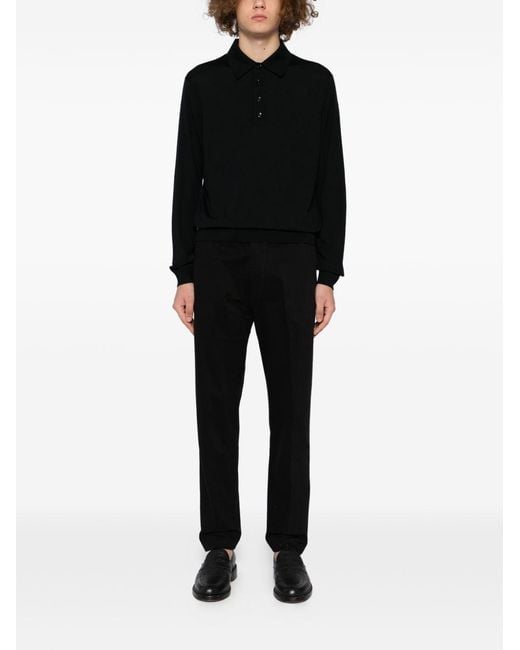 Tom Ford Black Button-Front Polo Knit Knitwear for men
