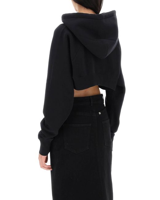 MM6 by Maison Martin Margiela Black Cropped Hoodie With Numeric Logo