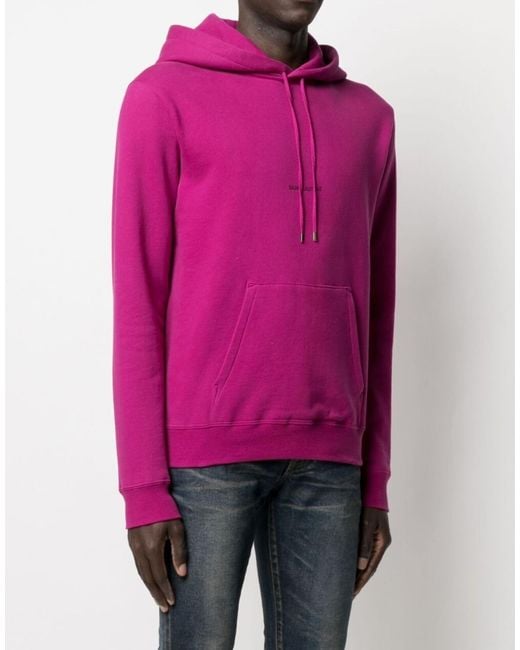 Saint Laurent Pink Rive Gauche Logo Hoodie Clothing Knitwear for men